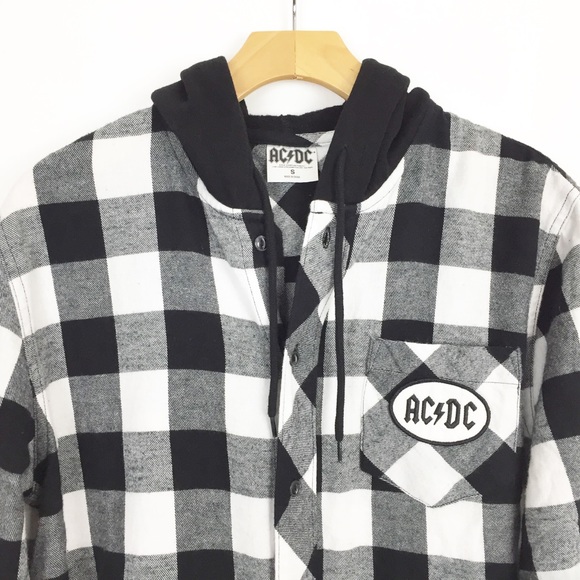 AC/DC band rock metal flannel hooded graphic shirt - Picture 6 of 8
